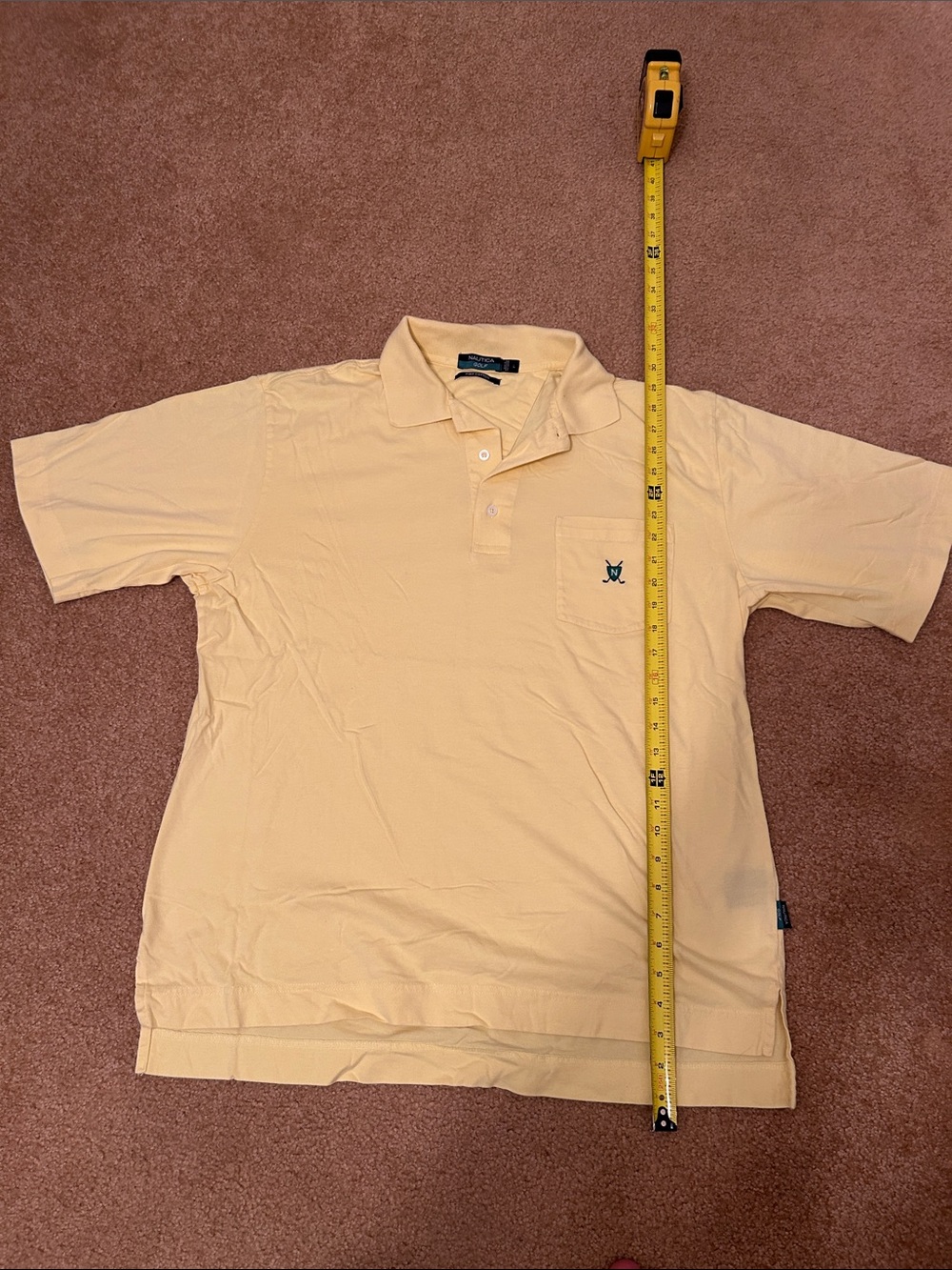 Nautica Men's Pale Yellow Short Sleeve Polo with Chest Pocket